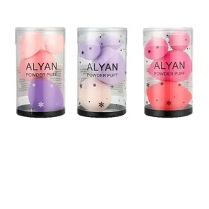 ALYAN professional 3-piece makeup sponge set with snowflake pattern in cylindrical tubes