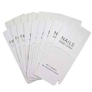 Professional white cardboard packaging boxes with window for press-on nails display