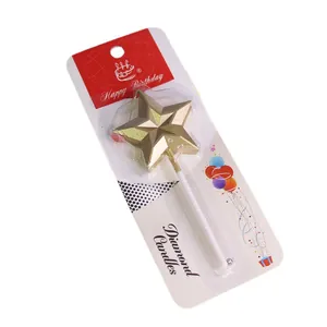 Vela de cumpleaños dorada en forma de estrella en blíster para decoración de tartas