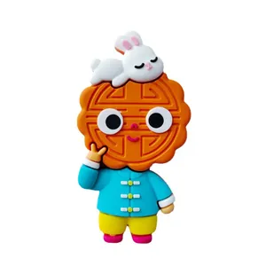 Cute Mid-Autumn Festival Mooncake Boy cake topper decoration with sleeping Jade Rabbit
