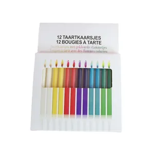 12er Pack farbige Flammen Geburtstagskerzen für Regenbogen-Kuchen Partydekorationen