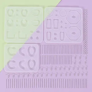 Complete 229pcs DIY jewelry resin mold set with silicone molds and metal accessories