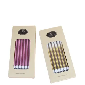 12pcs long thin pencil birthday candles in gradient colors and kraft paper box