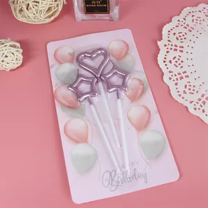 Set candele metallizzate lavanda a forma di stella e cuore per torta