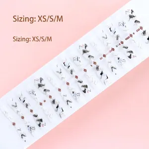 Elegant press-on nail set featuring 30 pieces with crane pattern available in XS/S/M sizes