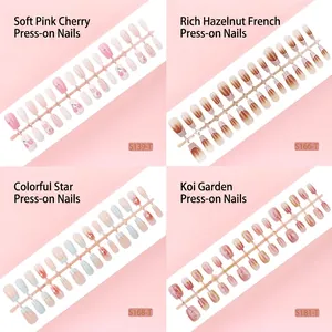Professional Press On Nails Pre-fabricated False Nail Tips Ice-through Gradient Style ABS Resin Artificial Nails For Women Daily Party Nail Art Decoration