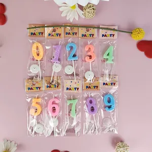A complete set of 0-9 colorful birthday number candles featuring drip-resistant white bases