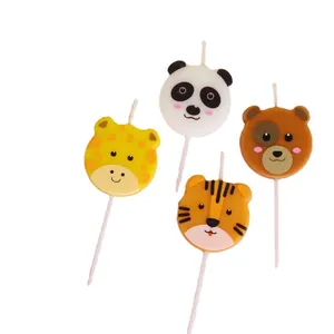 Lot de bougies d'anniversaire animaux mignons avec tigre panda ours et girafe pour gâteau décor