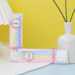 Colorful macaron spiral birthday candles 8-pack set for elegant party cake decoration