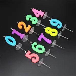 Colorful 0-9 number birthday candle set with drip-proof trays for cake decoration
