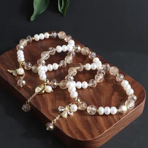 Natürliche Süßwasserperle Kristall Perlenarmband Für Damen Neuer Chinesischer Stil Biene Herz Fischschwanz Glücksbringer Armband Schmuck