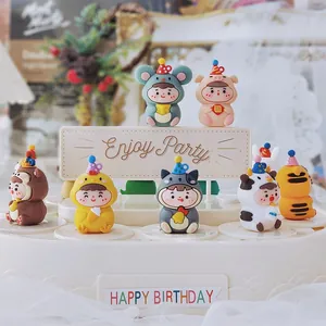 Set di decorazioni per torte con animali dello zodiaco in gomma morbida per feste