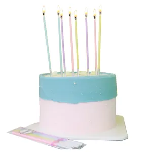 8-pack long thin macaron spiral birthday candles for romantic party cake decoration