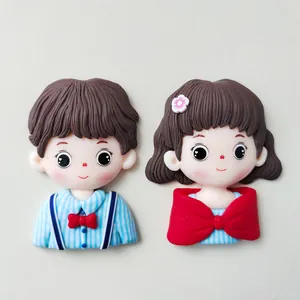 Handcrafted soft pottery couple figurines for Valentine's Day cake toppers decoration