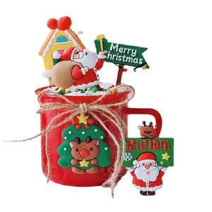 Décorations de gâteau de Noël en PVC avec Père Noël et figurines de renne