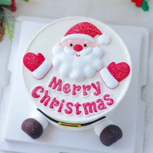 Kit de decoración de pasteles 3D Papá Noel de goma suave con Merry Christmas.