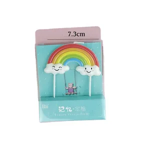 Cute rainbow and cloud birthday candle cake topper for kids birthday party decoration