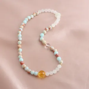 Detailed view of New Chinese style double-loop bracelet with colorful gemstone beads