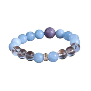 Armband im neuen chinesischen Stil mit Aquamarin, Amethyst und Kristallsteinen