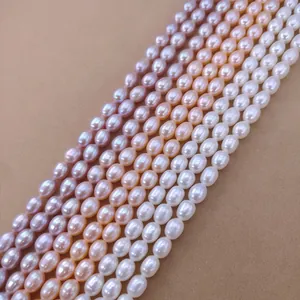 Hilos de Perlas de Agua Dulce Naturales de Gran Brillo para Accesorios de Fabricación de Joyas DIY Forma de Arroz Irregular