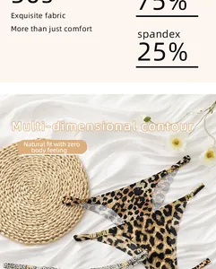 String sans couture en soie glacée imprimé léopard avec 25 % d'élasthanne confortable