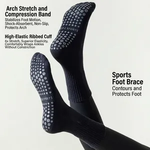 Professional anti-slip cotton yoga socks with silicone grips for pilates and dance