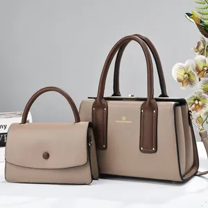 Élégant ensemble de deux sacs à main pour femmes comprenant un cabas beige et une bandoulière