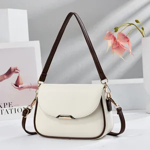Minimalist Women PU Leather Crossbody Bag Fashion Solid Color Underarm Shoulder Bag Versatile Casual Mini Saddle Purse