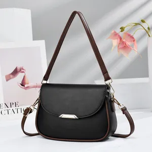 Versatile black and brown mini underarm shoulder bag with adjustable strap