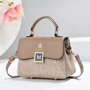 Contrastkleur Dames Kleine Vierkante Tas PU Leer Mode Handtas Eenvoudige Schoudertas Crossbody Tas Veelzijdige Dagelijkse Tas