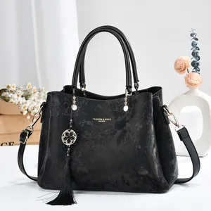 Women's PU Leather Handbag Fashion Elegant Marble Pattern Tassel Pendant Top Handle Shoulder Crossbody Bag Casual Daily Office Tote