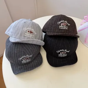 Japanese Vintage Striped Embroidered Flat Brim Baseball Cap For Men Women Hip Hop Adjustable Streetwear Rhino Pattern Hat