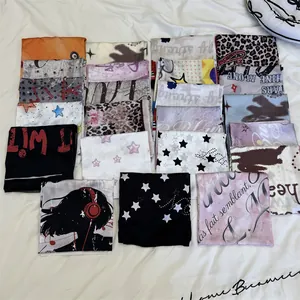 American Trend Star Print Square Scarf Polyamide Satin Bandana Y2K Headscarf Waistband Decorative Accessory For Women