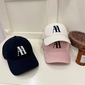 Cappelli da baseball minimalisti con ricamo AA in blu scuro, bianco e rosa in cotone
