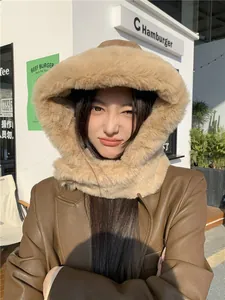 Detail of plush winter Lei Feng hat featuring thick fleece lining and neck cover