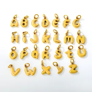 Set of 26 18K gold plated stainless steel alphabet A-Z charms for DIY jewelry making