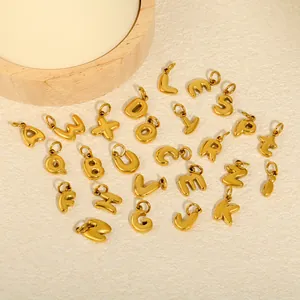 Collection of 3D 18K gold plated stainless steel alphabet pendants for DIY jewelry design