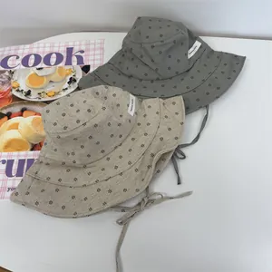 Ιαπωνικό vintage καπέλο bucket με λουλούδια και κορδόνι για καλοκαιρινή αντηλιακή προστασία