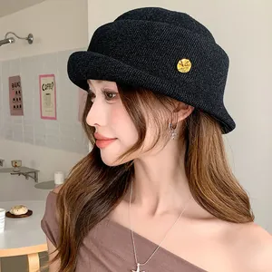 French Audrey Hepburn Style Rolled Brim Fedora Hat For Women Elegant Polyester Bucket Hat Breathable Sunshade Fashion Hat