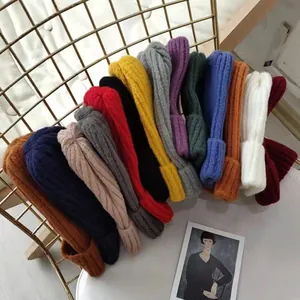 Assorted colorful rib-knit beanies for autumn and winter collection