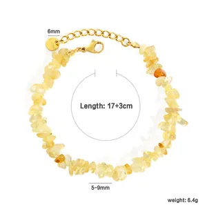 Détail du bracelet en éclats de cristal naturel avec indication de longueur 17+3cm