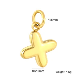 Detailed view of an 18K gold-plated stainless steel balloon letter X pendant with measurements.