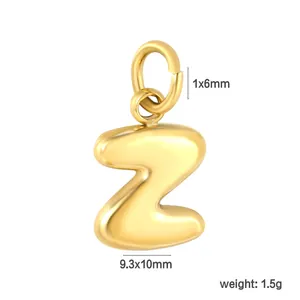 Detailed view of 18K gold plated stainless steel letter Z pendant with size markings
