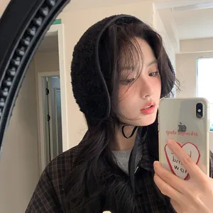 Winter Thickened Lamb Wool Earmuffs For Women Korean Style Lace-Up Warm Windproof Cold Protection Plush Soft Ear Muffs