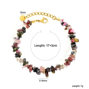 Vue détaillée d'un bracelet en cristal naturel avec dimensions et poids indiqués.