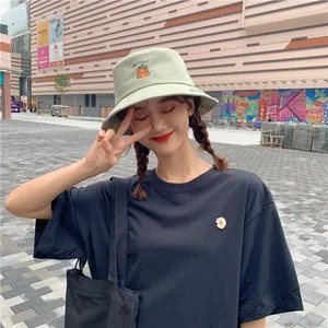 Sweet sage green bucket hat with orange embroidery and Mr. Pumpkin text for sun protection