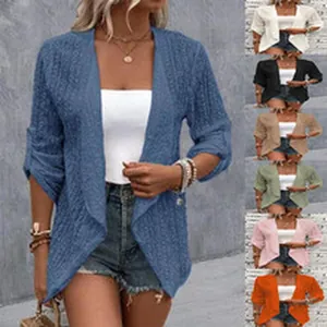 Lightweight crochet knit cardigan for women available in various vibrant color options
