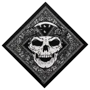 Detailed skull and paisley print bandana made from pure black and white cotton fabric