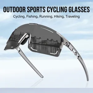 Lunettes de Soleil de Cyclisme de Plein Air Professionnelles Protection UV400 Coupe-Vent Sport pour Hommes Femmes Monture PC Verres Miroir