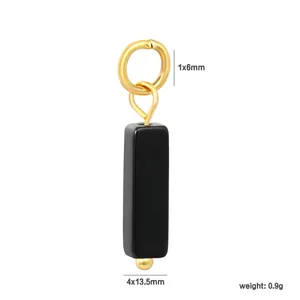 Eleganter schwarzer rechteckiger Steinanhänger mit goldenem Edelstahlring für DIY-Schmuck
